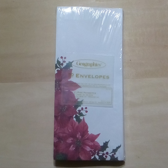 2/$15 Poinsettia Envelopes 50 Ct Geographics - Picture 2 of 5